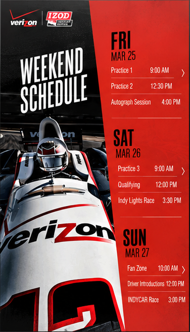 Finished weekend schedule screen